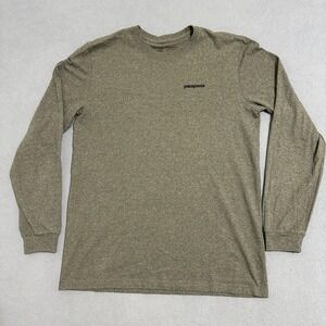 Patagonia Responsibili-Tee Bison Graphic Long Sleeve Gravel Heather Mens Size M